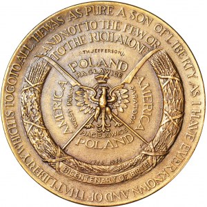 VÝROČNÁ medaila - medaila k dvestému výročiu narodenia Tadeusza Kościuszka vyrazená v USA. QUOTE!