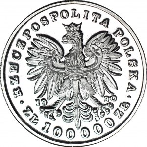 100 000 zł 1990, Piłsudski, Ag 999, mały tryptyk