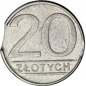 R-, 20 złotych 1986, DESTRUKT - błąd wykrojnika
