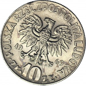 10 złotych 1969, Kopernik, DESTRUKT, SKRĘTKA 40 st.