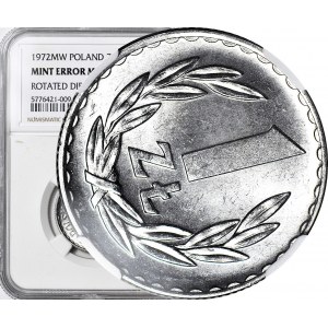 RR-, 1 zl. 1972, SKROLT 80 stupňů, velmi vzácný