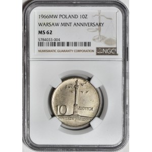 10 Zlato 1966, malý sloupek, raženo