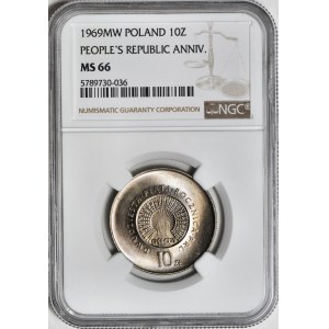 10 gold 1969, 25th anniversary of the People's Republic of Poland, minted