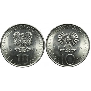 Zestaw dwóch monet 10 złotych 1975, Prus + Mickiewicz, mennicze, piękne