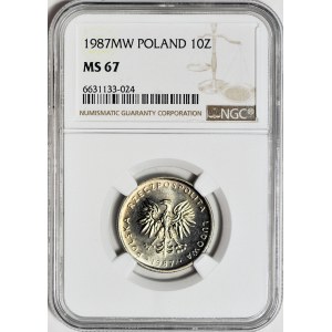 10 zlotých 1987, nominální hodnota, mincovna, perfektní