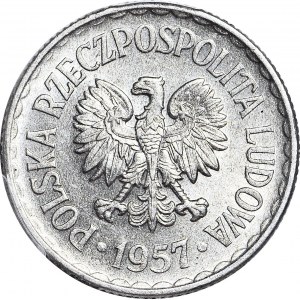 1 Zloty 1957, seltenster Jahrgang, gestempelt