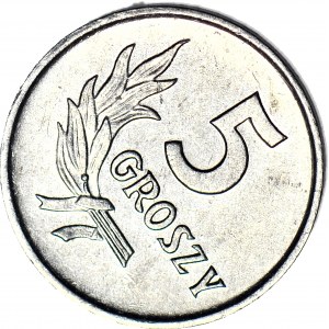 R-, 5 groszy 1963, DESTRUKT, SKRĘTKA 50 stopni
