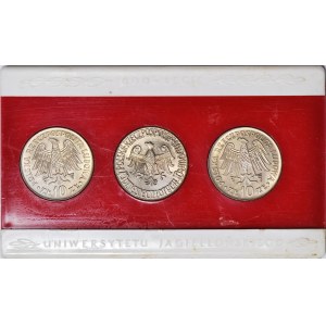 Zestaw 3 szt., 10 złotych 1964 Kazimierz Wielki, w opakowaniu eksportowym