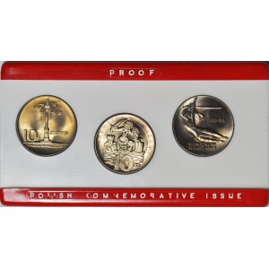 Sada 3 ks, 10 zlotých 1965 7. výročí Varšavy, ve vývozním balení