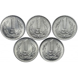 Zestaw pięciu monet 1 złoty (1949-1975) piękne