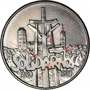 10.000 złotych 1990, Solidarność, DESTRUKT, obustronny DUCH