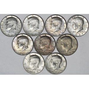 Stany Zjednoczone Ameryki (USA), zestaw 9 szt. monet 50 centów 1967-1983