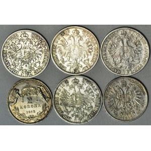 Rakousko-Uhersko, František Josef I., 2 koruny 1858, 1879,1880, 1888, 1912, 1913