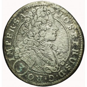 Czechy pod panowaniem Habsburgów, Józef I, 3 krajcary 1707, Praga