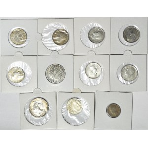 Francja, zestaw 10 szt. monet frankowych 1911-1927