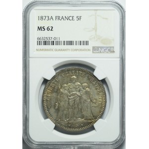 Francja, Republika, 5 franków 1872 A, mennicze
