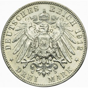 Niemcy, Saksonia, Fryderyk August, 3 marki 1912 E, Muldenhutten