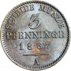 Brandenburg-Prussia, Wilhelm I, 3 Fenigi 1867 A