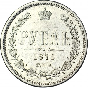 Rosja, Aleksander II, Rubel 1878 СПБ НФ, Petersburg, b. ładny
