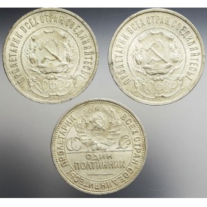 Sovětské Rusko, sada tří mincí po 50 kopějkách