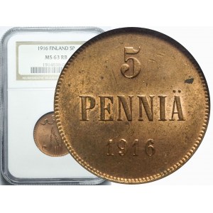 Finlandia, Mikołaj II, 5 Pennia 1916, mennicze