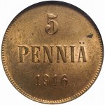 Finnland, Nikolaus II., 5 Pennia 1916, geprägt