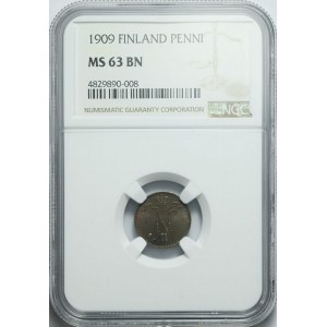 Fínsko, Mikuláš II, 1 penny 1909, razené