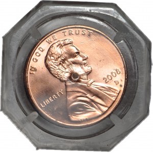 Stany Zjednoczone Ameryki (USA), 1 cent 2008D Lincoln, ZAGRADOWANA TUBA