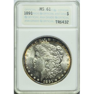 USA, 1 dolar 1891, Filadelfia, typ Morgan, menniczy