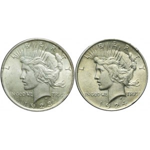 USA, Zestaw dwóch monet 1 dolar typu PEACE z lat 1923-1924