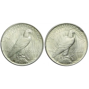 USA, Zestaw dwóch monet 1 dolar typu PEACE z lat 1923-1924