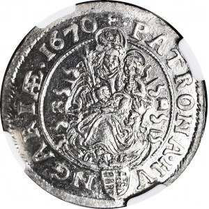 Maďarsko, Leopold I., 6 krajcars 1670-KB, Kremnica, EXCLUSIVE
