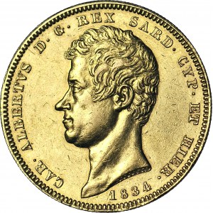 Włochy, Sardynia, Karol Albert, 100 lirów 1834 P, Genua