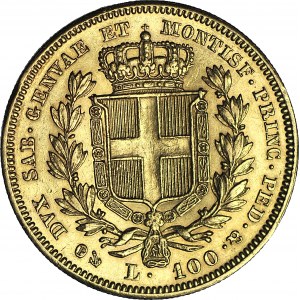 Włochy, Sardynia, Karol Albert, 100 lirów 1834 P, Genua