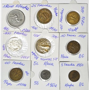 Afryka, zestaw 9 szt. monet 1950-1980