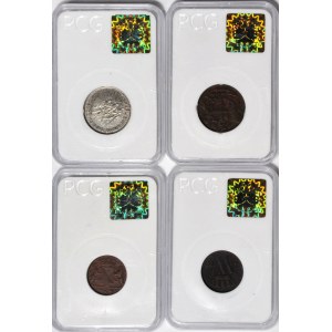 Egzotyka, zestaw 4 szt. monet: Indie, Czad, Niderlandy