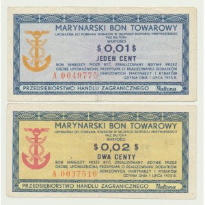 Baltona 1 cent a 2 centy 1973, séria. A00, obe s dvoma nulami