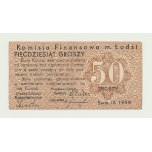 Łódź, Komisja Finansowa, 50 groszy 1939, ser. IA, rzadkość