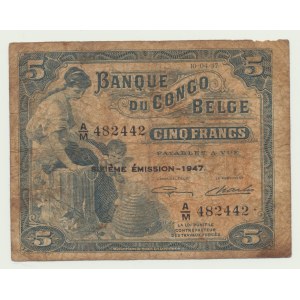 Belgian Congo, 5 francs 1947