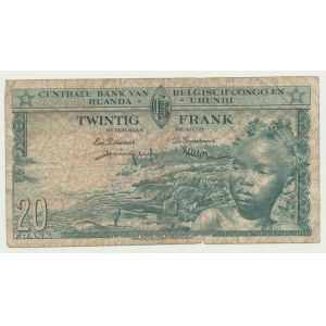 Belgické Kongo, Rwanda - Burundi, 20 franků 1957