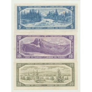 Kanada, 5, 10 a 20 dolárov 1954, sada 3 kusov.