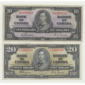 Kanada, 20 i 10 dollars 1937, zestaw 2 szt.