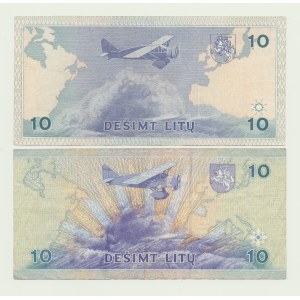 Lithuania, 2 pcs, 10 litas 1993 and 1997, ser. KAD and AAF