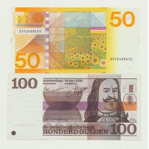 Netherlands, 100 guilders 1970 and 50 guilders 1982