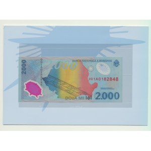 Rumänien, Banknote 2000 Lei in Mappe