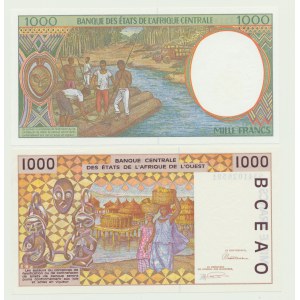 Central Africa, 2 pcs. 1000 Francs, Chad and Nigeria 1993