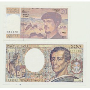 Francie, 200 franků Montesquieu 1992, 20 franků 1993