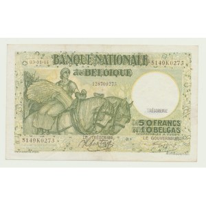 Belgia, 50 franków (10 belgas) 1944