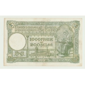 Belgium, 1000 francs = 200 belgas 1939