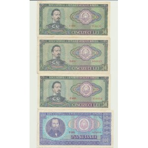 Rumunsko, sada 4 kusů, 50 a 100 lei 1966